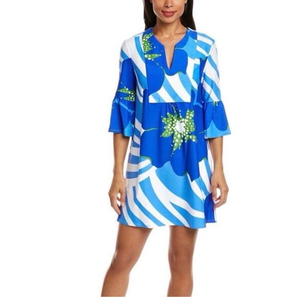 Jude Connally Kerry Shift Dress Bold Floral Periwinkle L - Picture 1 of 10